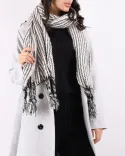 شال موهر سفید مشکی S00759 - Image 3