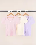 بلوز بافت استین کوتاه L00394 - Image 4
