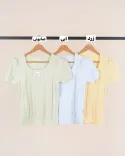 بلوز بافت استین کوتاه L00394 - Image 5