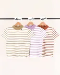 بافت استین کوتاه راه راه L00397 - Image 3