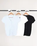 بافت آستین کوتاه  دکمه دار  L00396 - Image 5