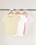 بافت آستین کوتاه  دکمه دار  L00396 - Image 6