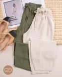شلوار کمرکش مام استایل لینن R00347 - Image 3