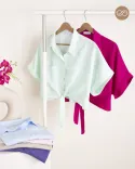 شومیز کراپ جلو گره ای C00418 - Image 14